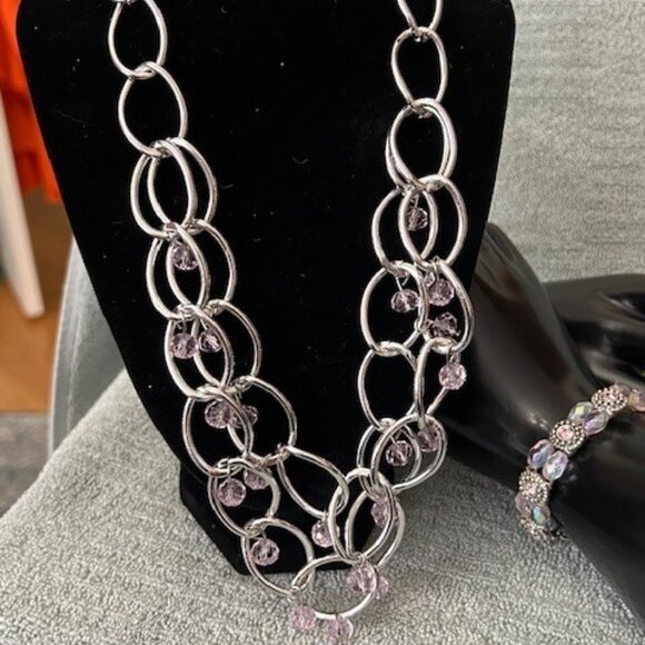 Jewelry - Pink & Silver Necklace and Bracelet